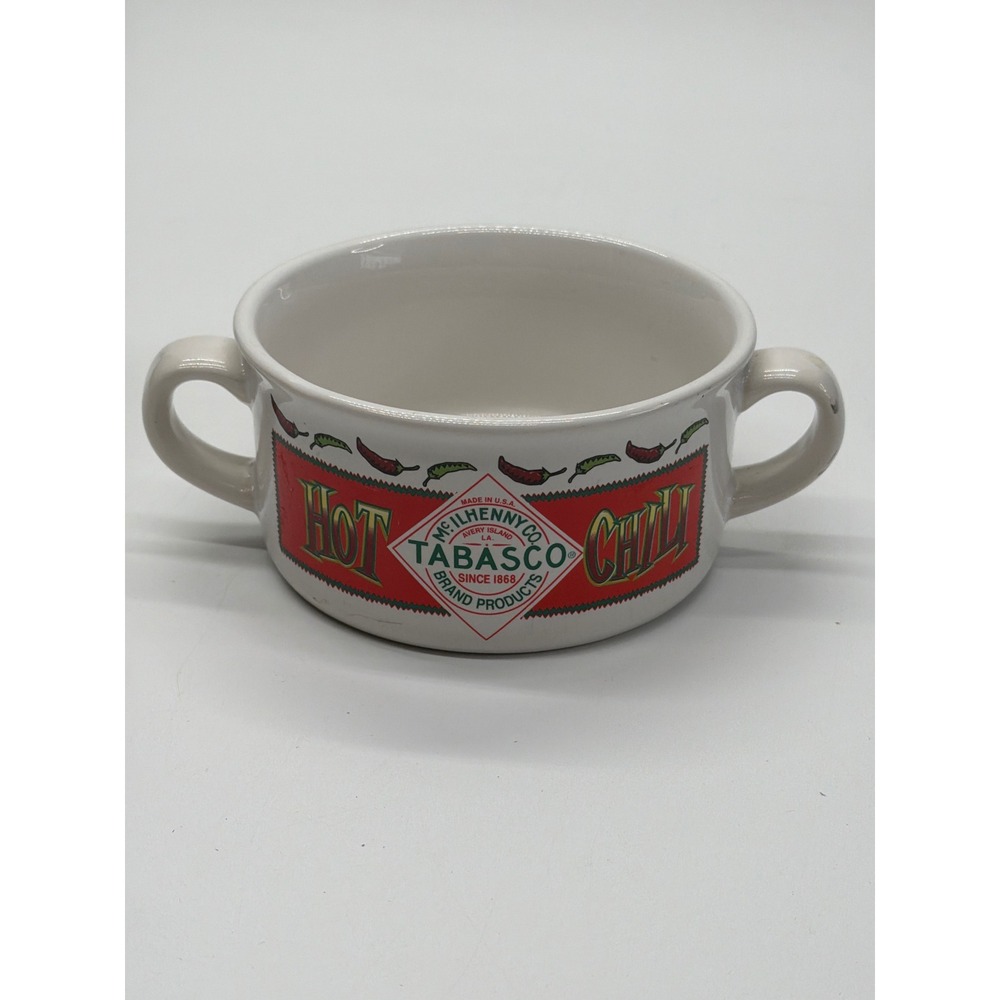 Tabasco Hot Chili Ceramic Soup Bowl‎ Double Handle Houston Harvest McIlhenny Co